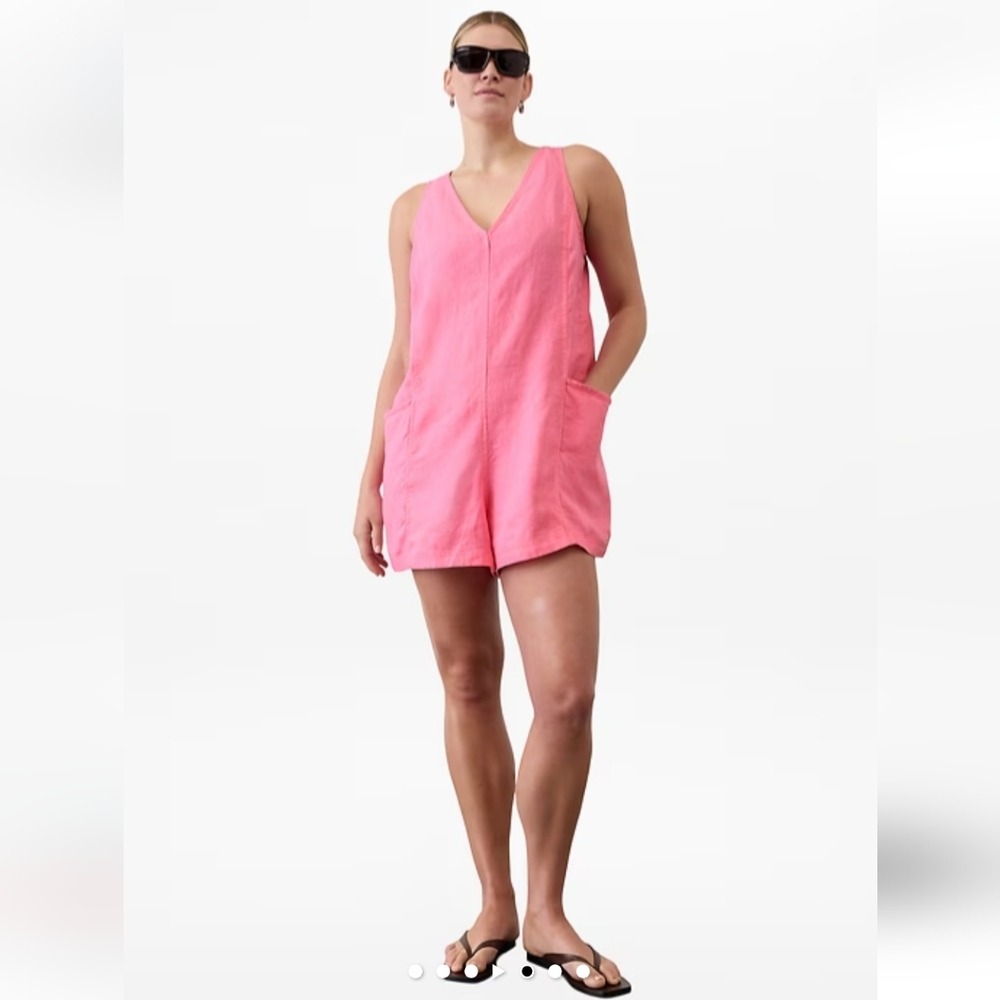 ATHLETA | Retreat Linen Romper In Raphanus Pink 🩷 - Picture 4 of 16